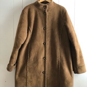 L.L. Bean Tan Sheerling Faux SuedeTeddy Jacket